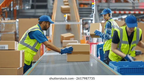 Warehouse team packing orders